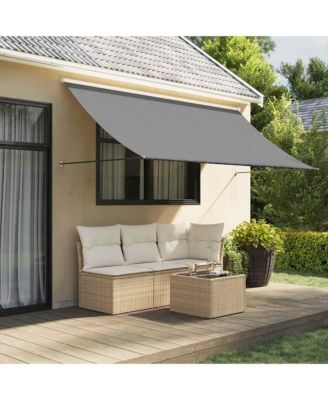 Retractable Awning Anthracite Steel 118.1 x 59.1 in Retractable