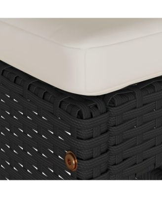 Garden Bar Stool Set of 2 Black Poly Rattan, Powder-Coated Steel