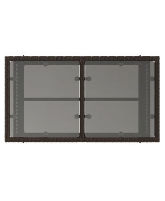 4 Piece Patio Sofa Set with Cushions Brown Poly Rattan Glass