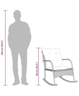 Patio Rocking Chair Grey Poly Rattan and Powder-Coated Steel Medium