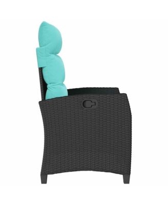 Reclining Garden Chair Black PE rattan Standard Foldable