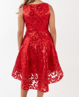 Girls' 7-16 Embroidered A-Line Hi-Low Dress