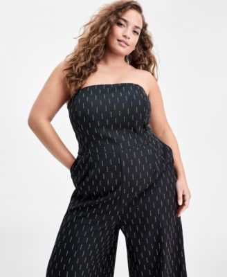 Trendy Plus Size Embellished Strapless Jumpsuit, Macy's Exclusive
