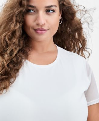 Trendy Plus Size Trendy Plus Size Mesh Short-Sleeve Top, Macy's Exclusive