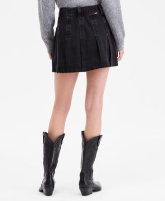 Women's Pleated Denim Mini Skirt