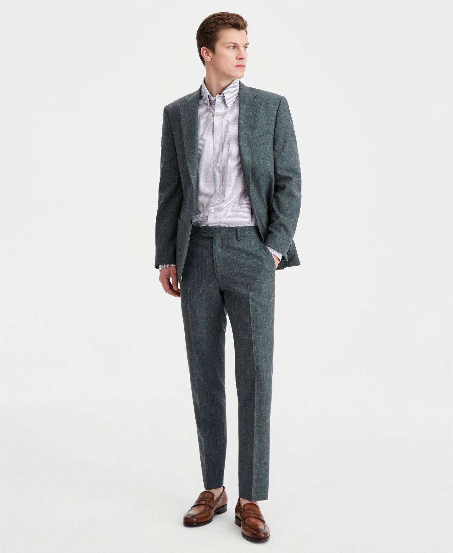 Мужские комплекты Tommy Hilfiger Modern-Fit Wool Silk Linen Suit Separates, цвет: Зелёный — фото 3