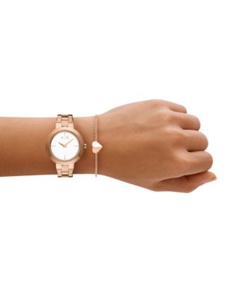 Armani Exchange Women's Two-Hand Rose Gold-Tone Stainless Steel Gift Set, 36mm