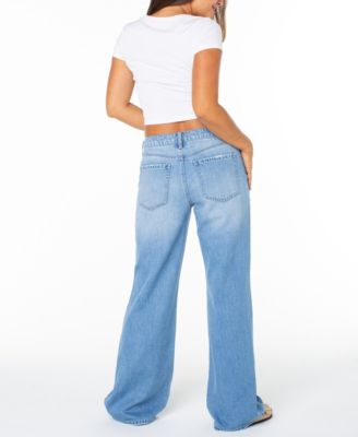 Juniors' Low-Rise Slouchy Flare Jeans 