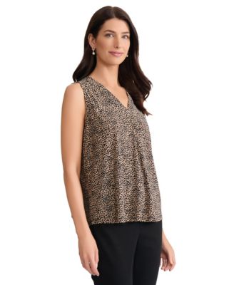 Petite V-Neck Pleat Front Top