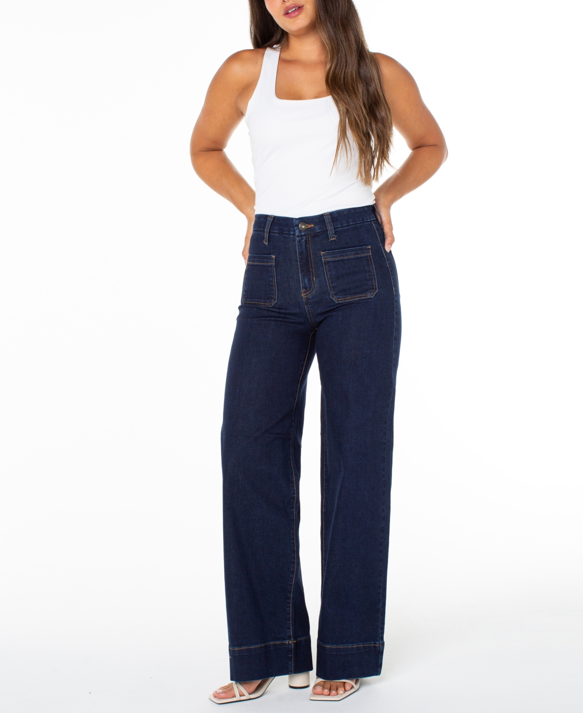 Celebrity Pink Juniors' High-Rise Wide-Leg Patch-Pocket Jeans
