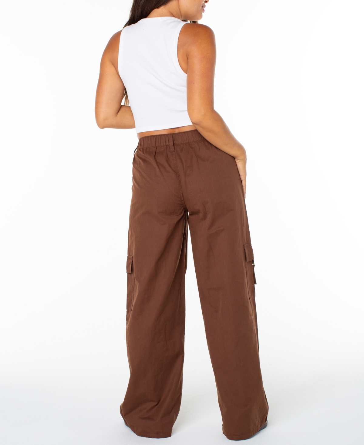 Celebrity Pink Juniors' Drawstring Cargo Utility Pants In Brown