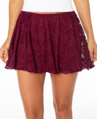 Juniors' Lace Pull-On Mini Skirt