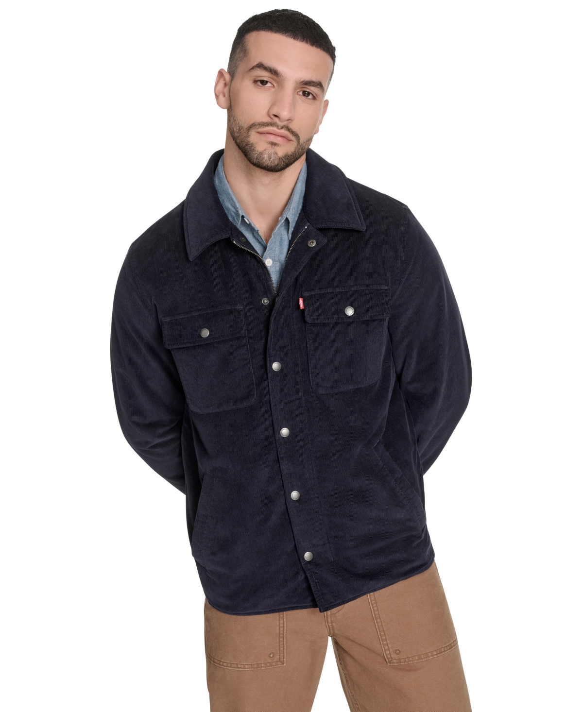 Levi's Men's Corduroy Plaid Lining Shirt Jacket In Blue