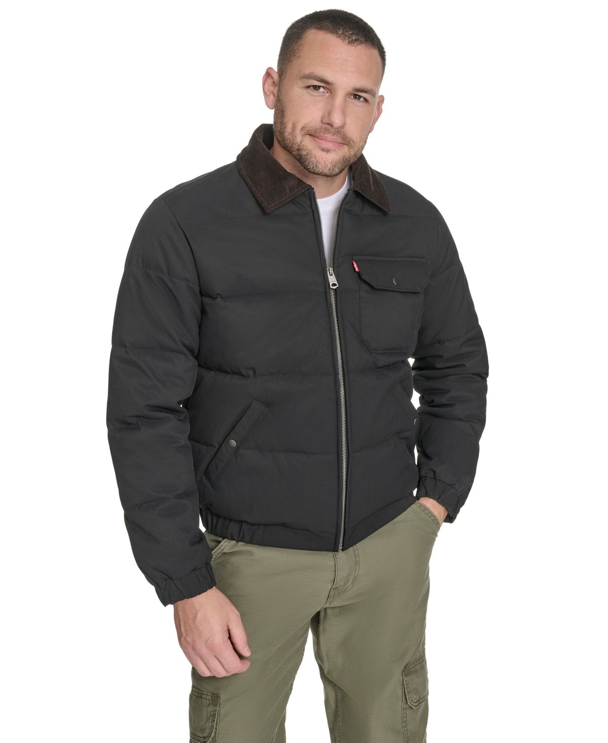 Мужская стеганая вельветовая куртка Depot с воротником-стойкой