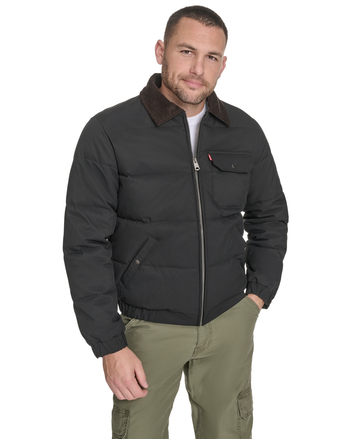Levi's Men's Quilted Corduroy Collar Depot Jacket In Black