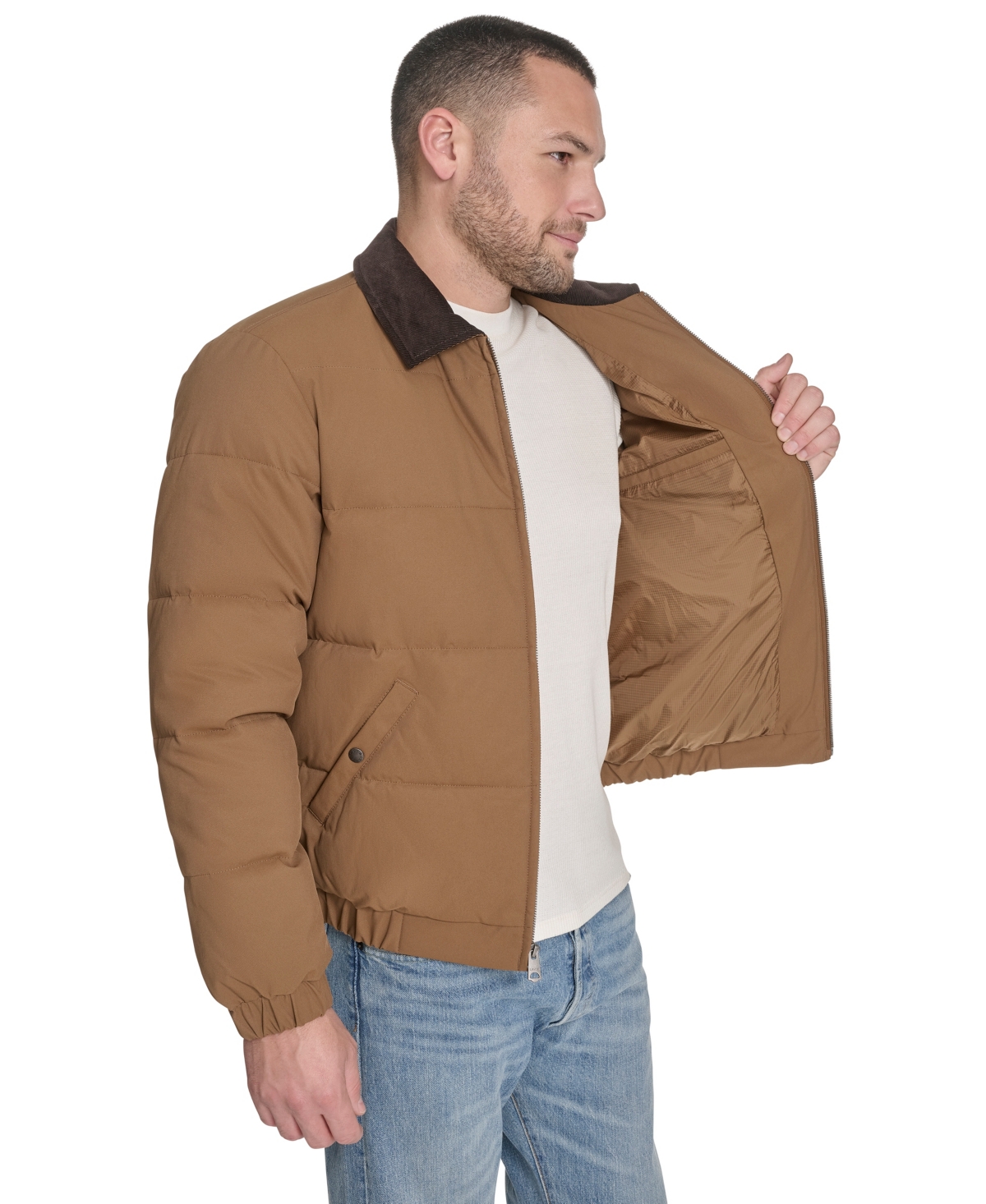 Levi's Corduroy Collar Midweight Quilted Jacket In Brown