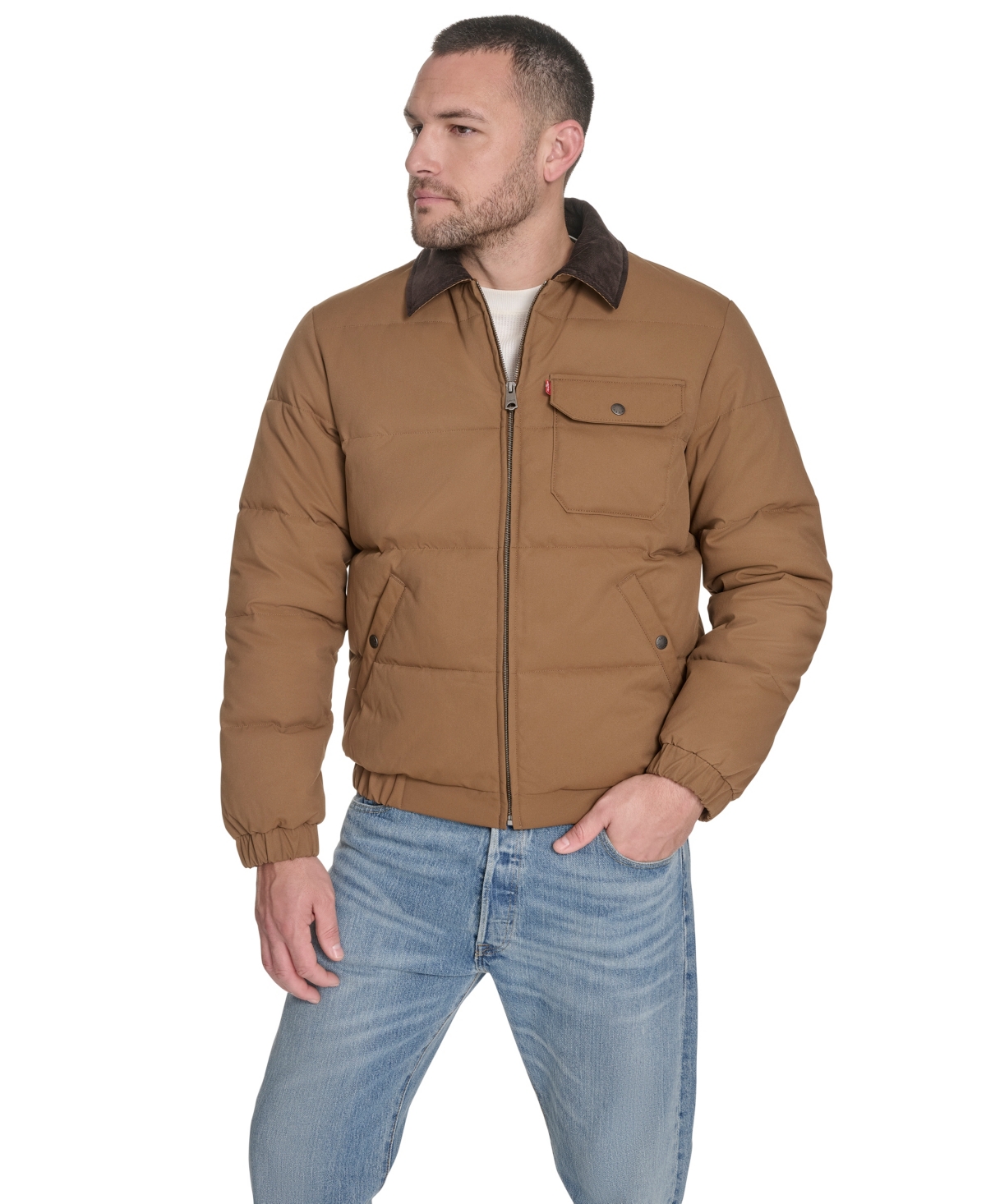 Levi's Corduroy Collar Midweight Quilted Jacket In Brown