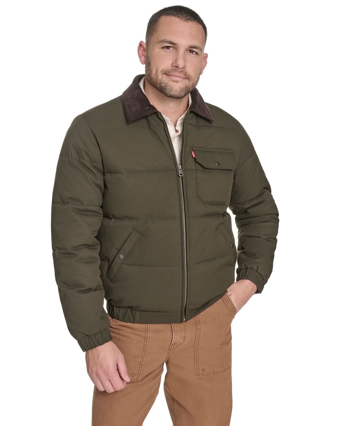 Levi's Corduroy Collar Midweight Quilted Jacket In Green