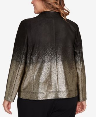 Plus Size Metallic Zipper Closure Jacket