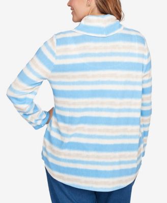 Plus Size Ribbed Stripe Patch Pocket Knit Top