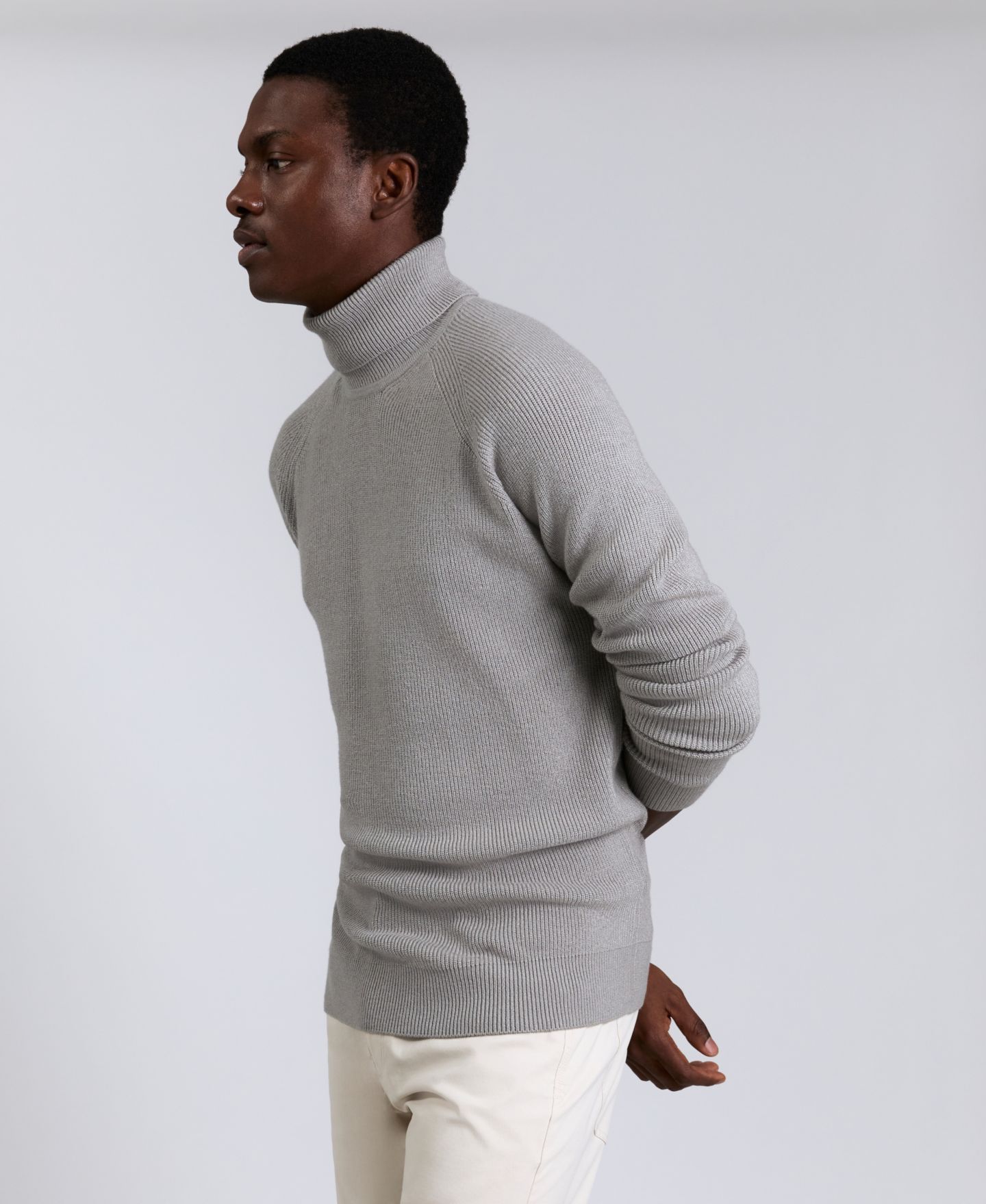 Мужской свитер Kenneth Cole Fold Over Turtleneck, цвет: Меланжевый серый — фото 3