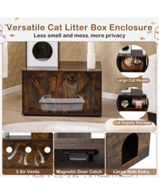 59 inch Cat Tree w/ Litter Box Enclosure w/ Hidden Washroom Scratching Posts
