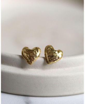 Hammered Heart Studs
