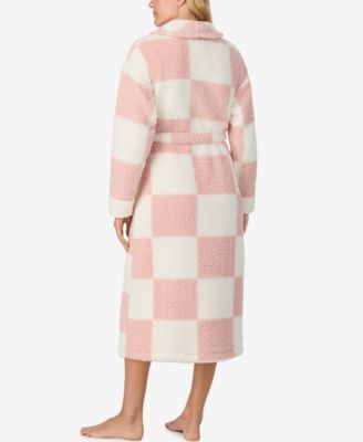 Women's Ultra-Cozy Belted Check Wrap Short Robe