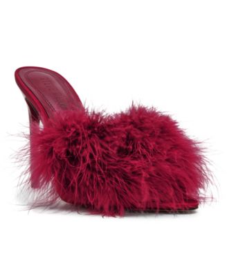 Steve Madden - Women's Ashbey Feather Stiletto Dress Mules