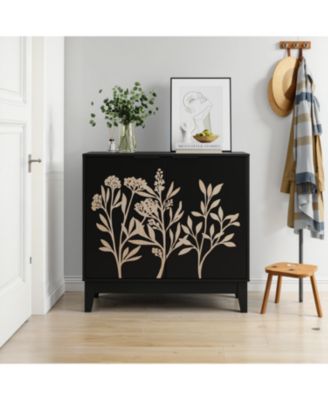 31.5" 1-Pc. Vintage Carved Buffet Cabinet with Adjustable Shelves and 2 Doors