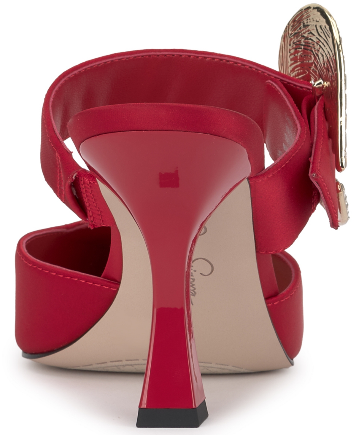 Jessica Simpson Favica Embellished Satin Slide Mule In Red
