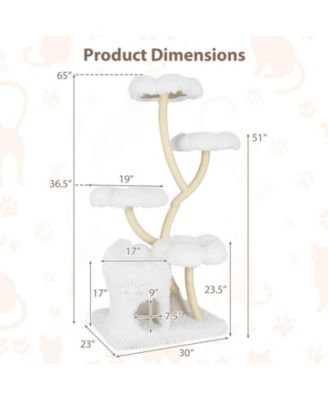 Freestanding Cat Tower Tall Cat Tree w/ four Flower-shaped Platforms Cat Condo