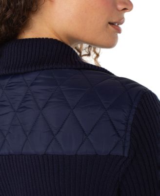 Women's Quilted Zip-Front Sweater Jacket