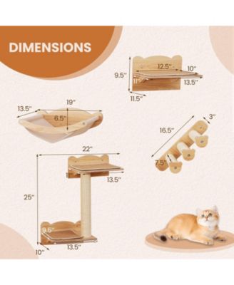Cat Wall Shelves w/ Hammock 2-step Cat Tree Perch Non-slip Carpet Mat for Indoor