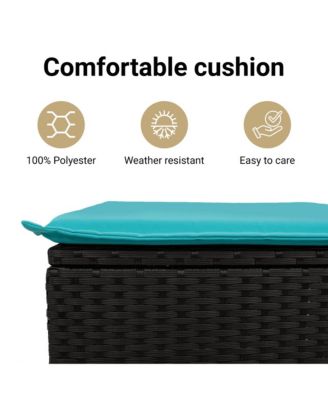 Garden Sofa Black PE rattan 4-Seater Adjustable Feet