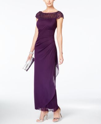 MSK Embellished Side-Ruffle Gown - Macy's