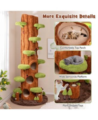 90.5'' Tall Multifunctional Cat Tree w/ Private Condos Sisal Covered Scratching Panel