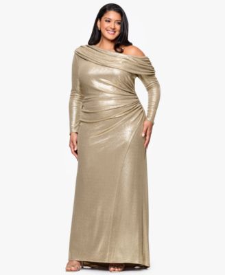Plus Size Asymmetrical Neck Gown