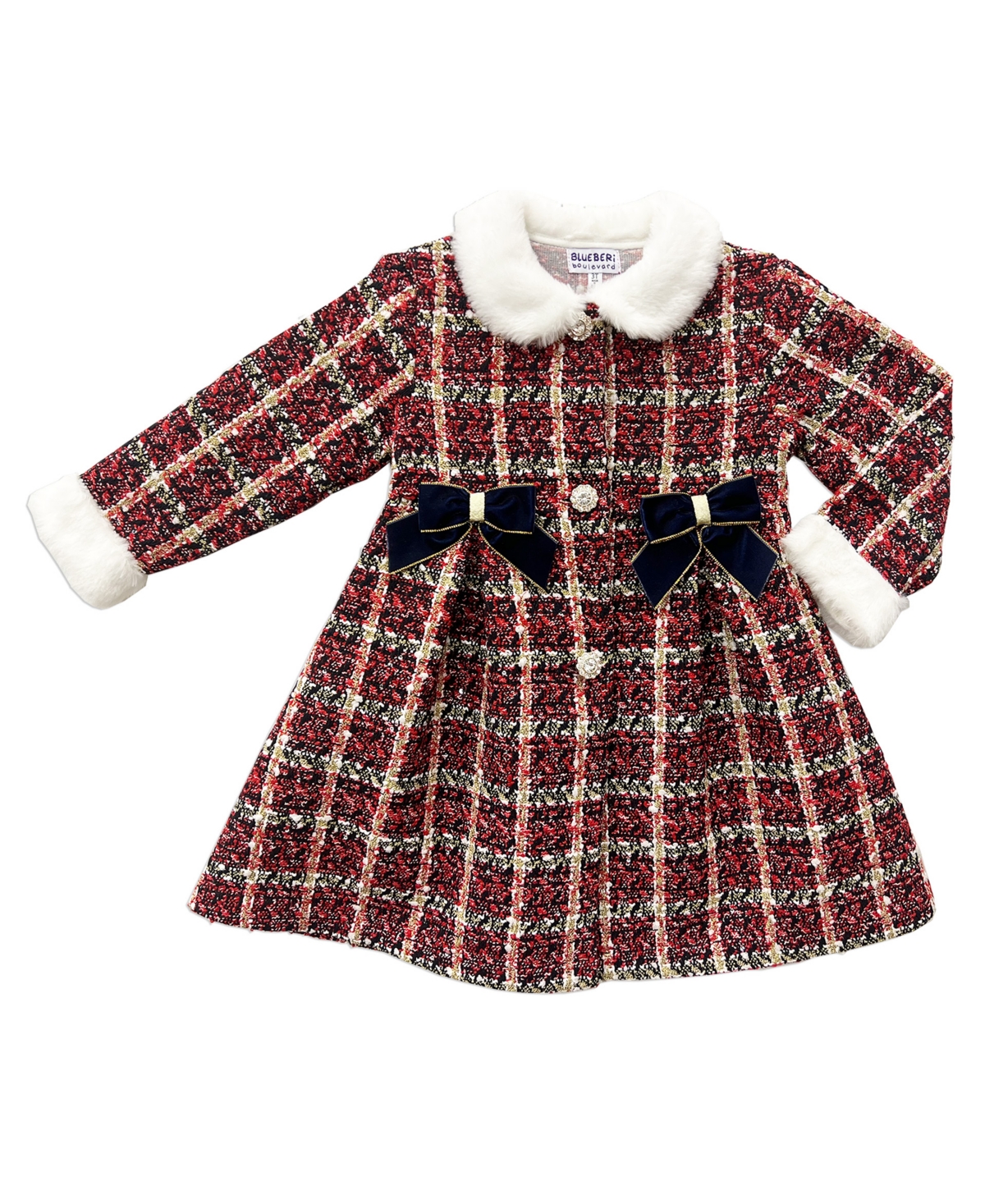 Blueberi Boulevard Girls 2T-6X 2-Piece Swing Coat and Dress Set
