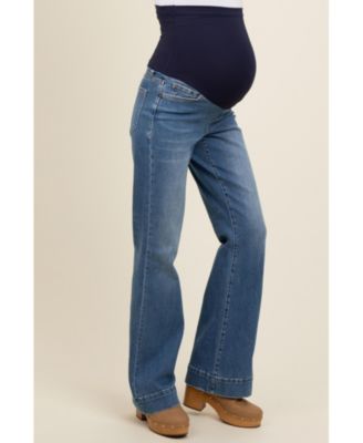 Maternity Blue Wide Hem Flare Jeans