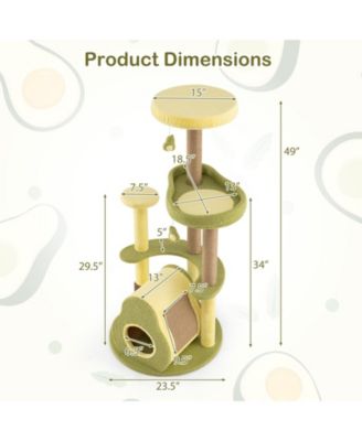 Avocado Cat Tree Multi-level Cat Tower w/ Private Condo Cat Self-grooming Brush