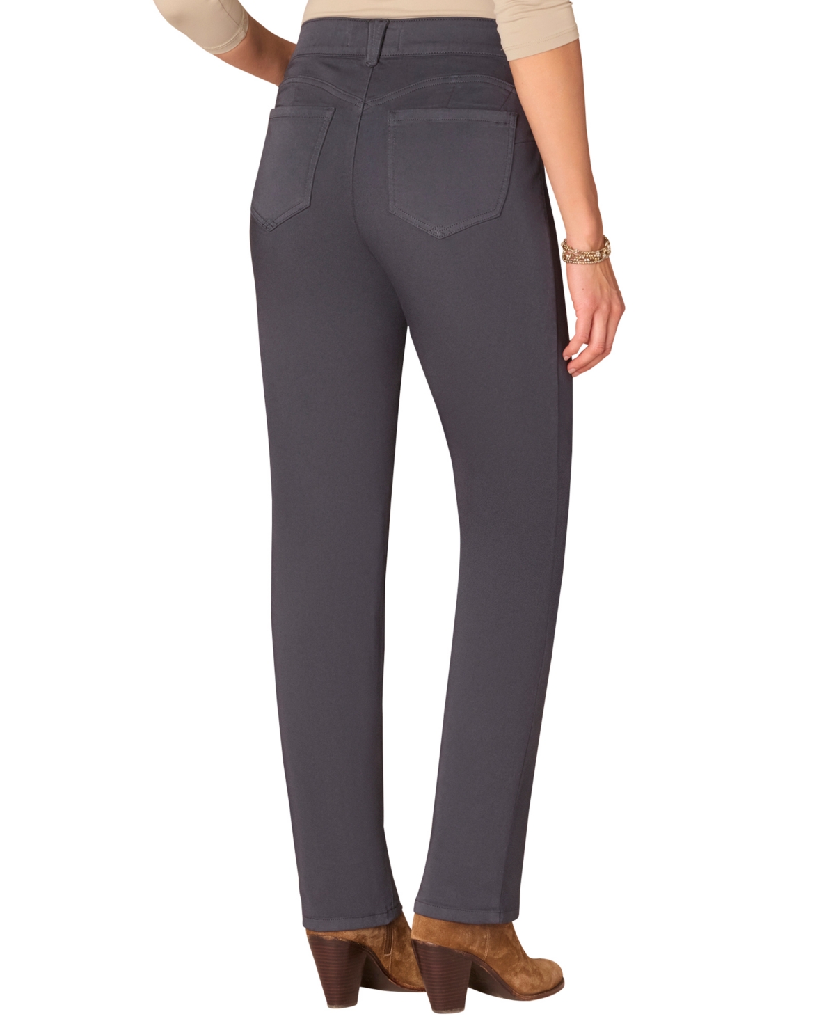 Democracy Petite "ab"solution Straight-leg Jeans In Gray