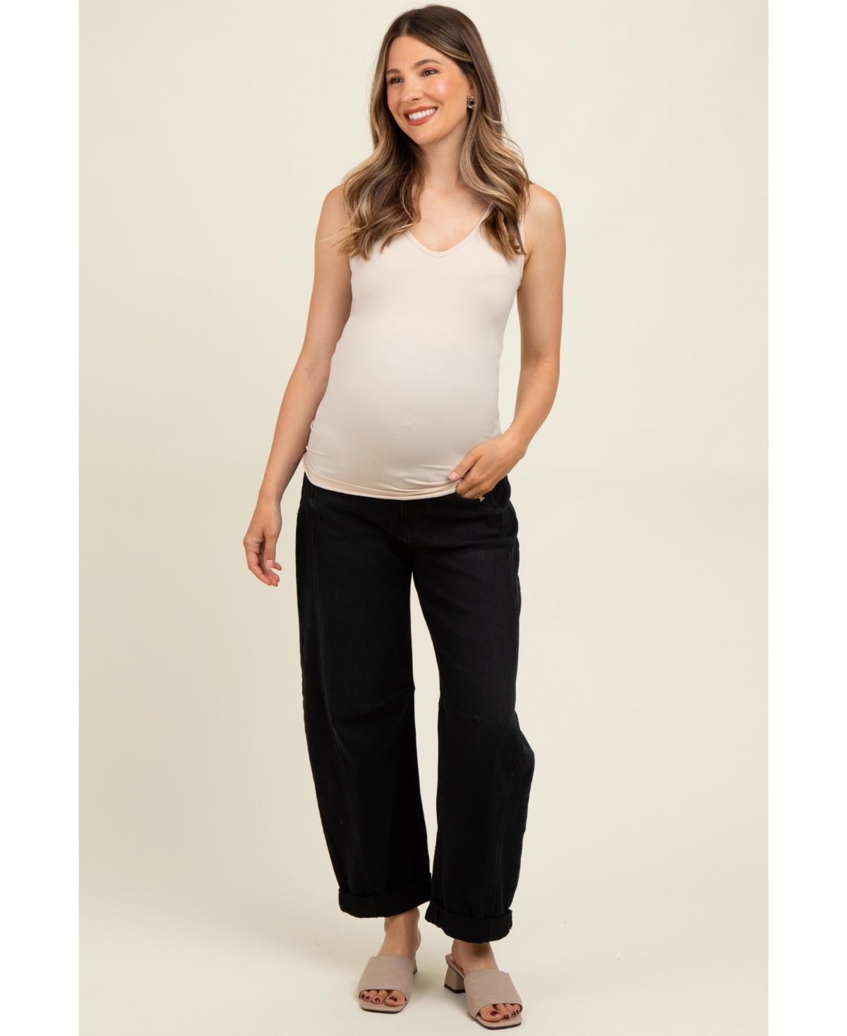 Pinkblush Maternity Black Rolled Cuff Barrel Leg Jeans