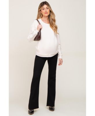 Maternity Flare Leg Raw Hem Jeans