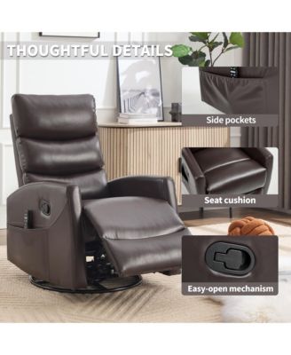 Heat Massage Manual Recliner Chair with Rocker and Swivel for Living Room