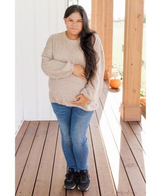 Taupe Basic Drop Shoulder Maternity Sweater