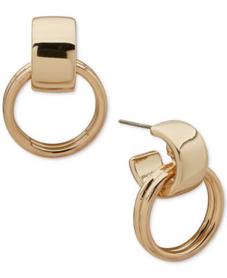 Anne Klein - Gold Tone Doorknocker Rounded Post Earrings