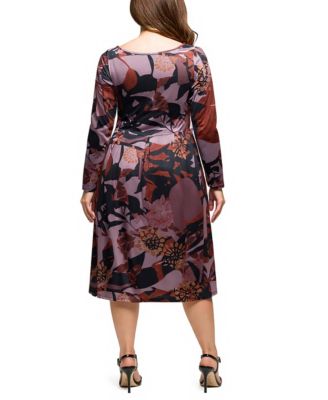 Plus Size Long Sleeve Midi Dress