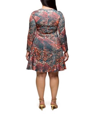 Plus Size Long Sleeve Fit and Flare Dress