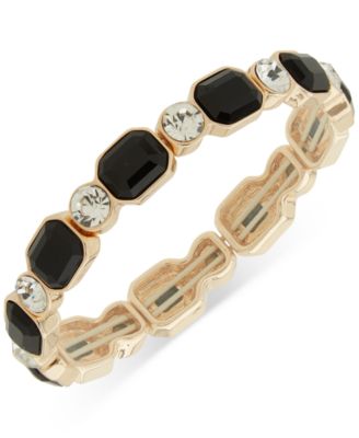 Glass Stones Gold-Tone Stretch Bracelet